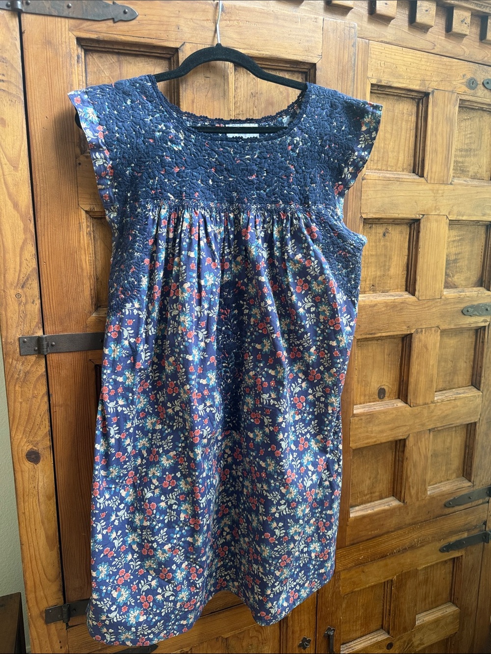 Mi Golondrina Navy Floral Smocked Sundress